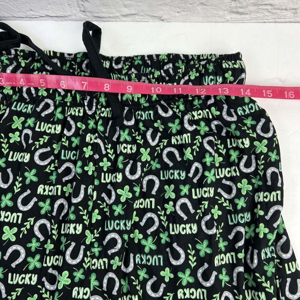 Nightzone St Patrick's Day Green Lucky Clover Horseshoe Unisex Pajama Pants Sz S - Picture 6 of 9